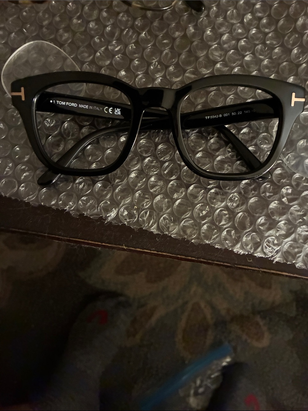 Tom Ford Black Gloss Cat-Eye Glasses with Gold Accents